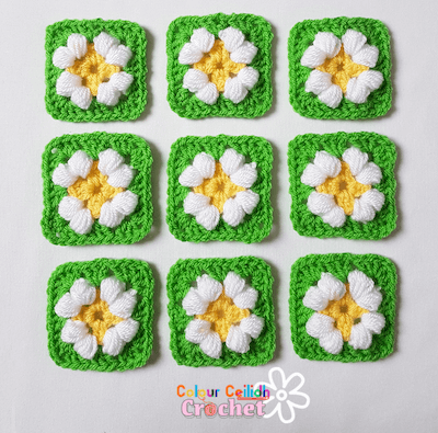 Crochet Simple Daisy Granny Square Pattern by Colour Ceilidh Crochet