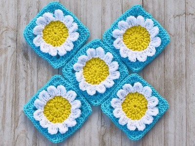 Daisy Granny Square Crochet Pattern by Torreya Treasures