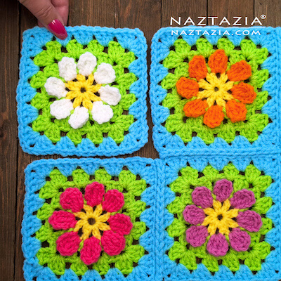 Free Crochet Daisy Granny Square Pattern by Naztazia