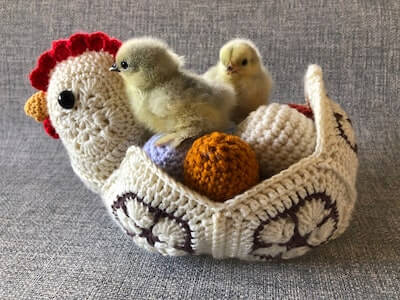 Crochet Chicken Egg Basket Pattern by Cute Crochet By Sarah B