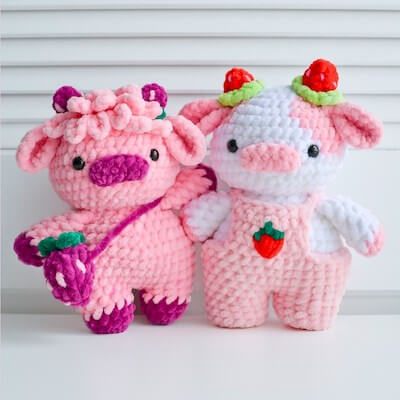 2-in-1 Strawberry Cows Crochet Pattern by Crochet Calls