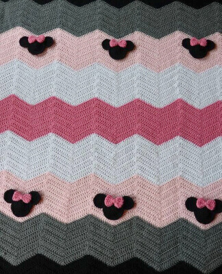 Chevron Minnie Mouse Blanket Crochet Pattern by ImInStitches13