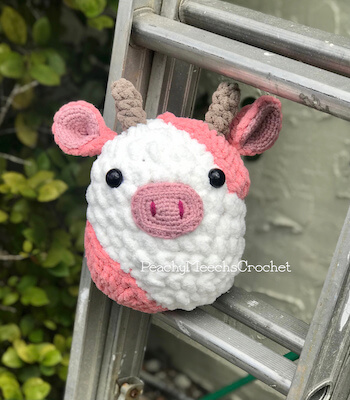 Crochet Strawberry Cow Plush Pattern by Peachy Meechs Crochet