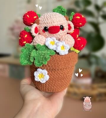 Crochet Strawberry Plant Cow Plushie Pattern by Cowely Crochet