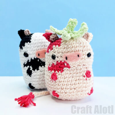 Free Crochet Strawberry Cow Pattern by Red Ted Art