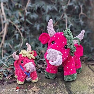 Sweet Strawberry Cow Crochet Pattern by Cottontail And Whisker