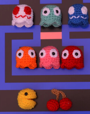 Crochet Pacman Set Amigurumi Pattern by LoveKnotsCrochet