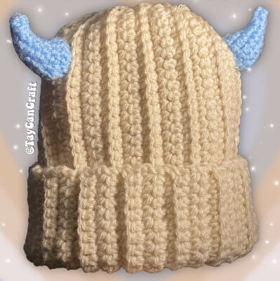 Devil Horn Crochet Beanie Pattern by TayCanCraft