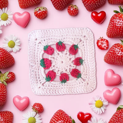 Strawberry Granny Square Crochet Pattern for Beginner by NeutralMockups