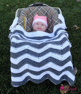 Chevron Crochet Car Seat Blanket Pattern by HeathersCraftCorner