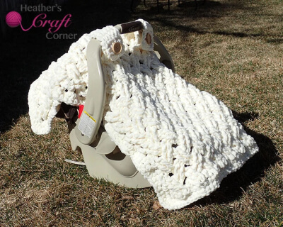 Chunky Celtic Weave Crochet Car Seat Canopy Pattern by HeathersCraftCorner