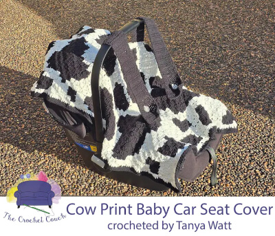 Cow Print Baby Car Seat Cover Crochet Pattern by CrochetCouch