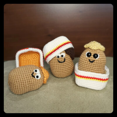 Crochet Chicken Nugget Buddies Pattern by StuffyfriendsImade