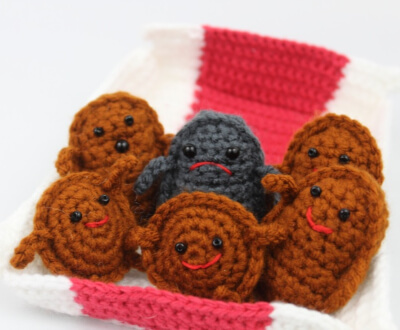 Crochet Chicken Nugget Food Friends by Stringy Dingding