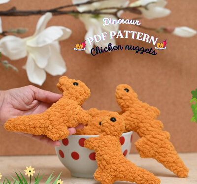 Dino Chicken Nugget Crochet Pattern by HomeandHeartbyEva