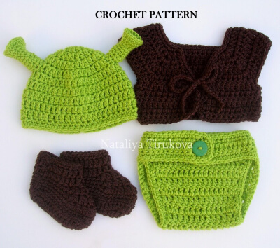 Crochet Shrek Baby Costume Patterns by TinaCrochetPatterns