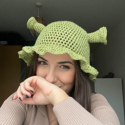 Crochet Shrek Hat Pattern by HookedByLouShop